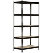 Kings Rack 5-Tier Metal Boltless Storage Shelving in Black/Wooden