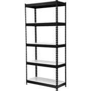 Kings Rack 5-Tier Metal Boltless Storage Shelving in Black and Wooden