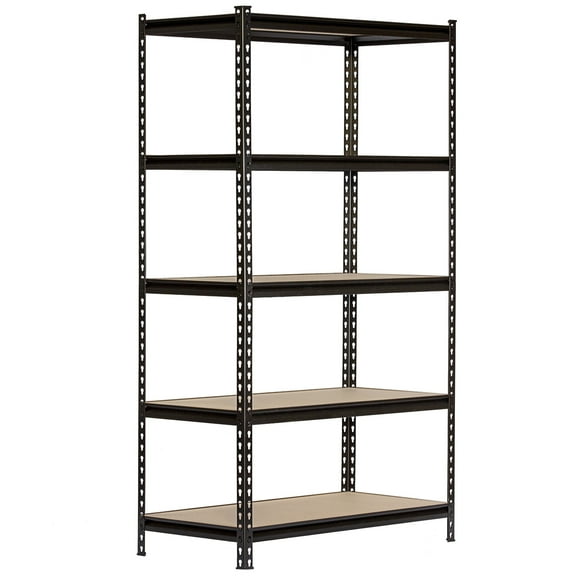 King's Rack 5-Tier Metal Boltless Storage Shelving in Wooden/Black