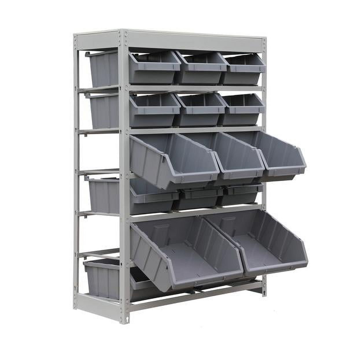 Metal Grey Rack King's Rack 6-Tier Metal Organizer Shelving Rack with 16 Bins in Gray ...