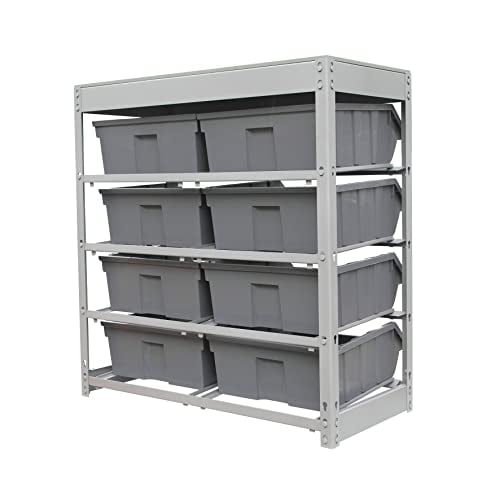 King's Rack Bin Rack Boltless Steel Storage System Organizer with Plastic Bins (4 Tier - 8 Bin)