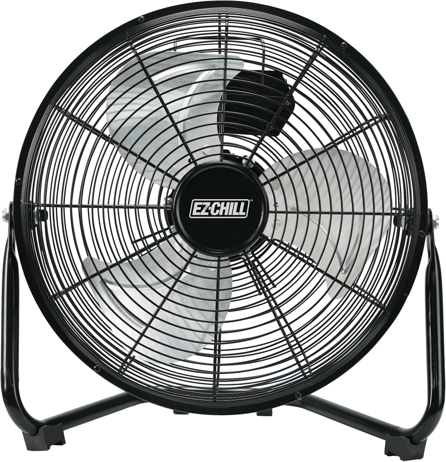 EZ-Chill 12" 3-Speed Cradle Fan with 180 Degree Adjustable Tilt 3 Speed, All-Metal, Carry Handle, Rubber Feet, Black