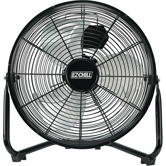 EZ-Chill 12" 3-Speed Cradle Fan with 180 Degree Adjustable Tilt 3 Speed, All-Metal, Carry Handle, Rubber Feet, Black