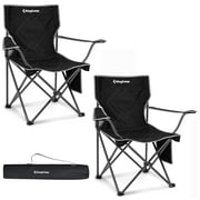 KingCamp 2-Pack Value Bundle - Lightweight Folding Camping Chairs, Support 220 lbs, Black, Share the Outdoor Fun