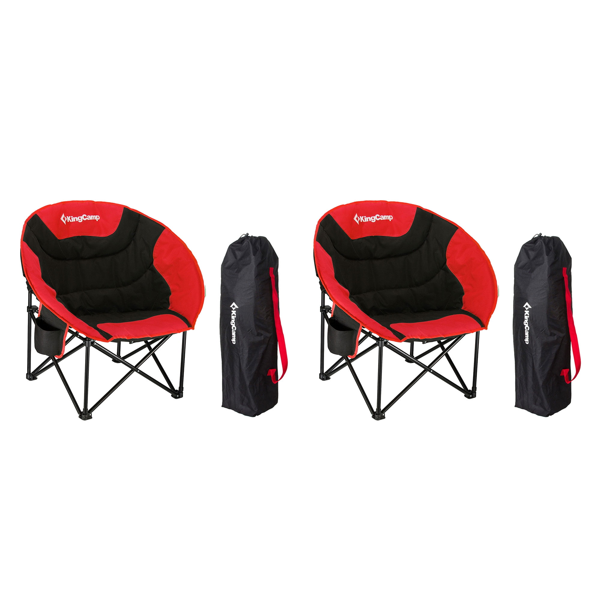 KingCamp 2-Pack Black and Red Foldable Polyester Lounge Chairs