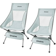 KingCamp 2 Pack High Back Camping Chairs Extra Wide Lightweight Folding Chairs for Adults Ourdoor Grey
