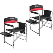 KingCamp 2PCS Folding Heavy Duty Camping Chair Portable Director Chair for Adult Red