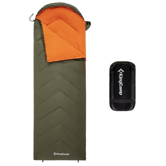 KingCamp 3-Season Camping Sleeping Bag for Adults , Portable Water-repellent Sleeping Bag with Compression Sack for Indoor and Outdoor, 3.09 lbs (GREEN )