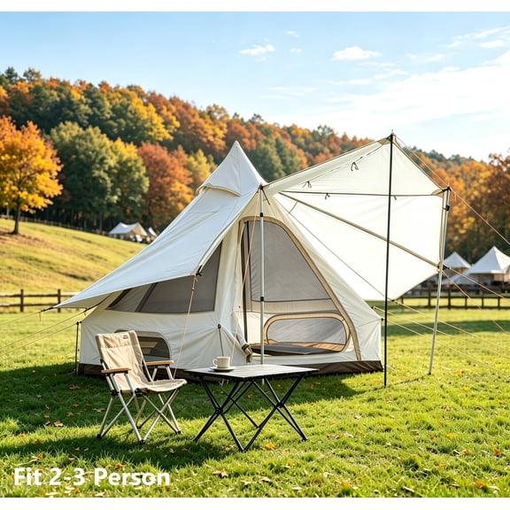 KingCamp Bell Tent for Camping,2-3 Person Yurt Tent, All Season Waterproof Family Bell Tent, Glamping Tents For Camping