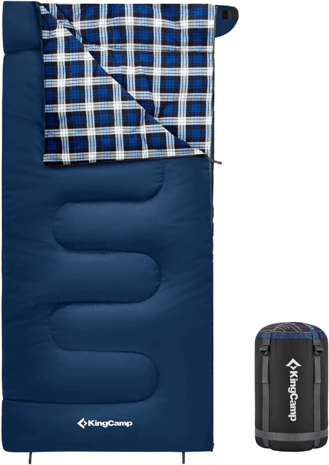 KingCamp XL Cotton Flannel Sleeping Bags, Oversized Portable Envelope Sleeping Bag for Adults for Backpacking & Camping, 5.07LBS ,Left (Coffee)