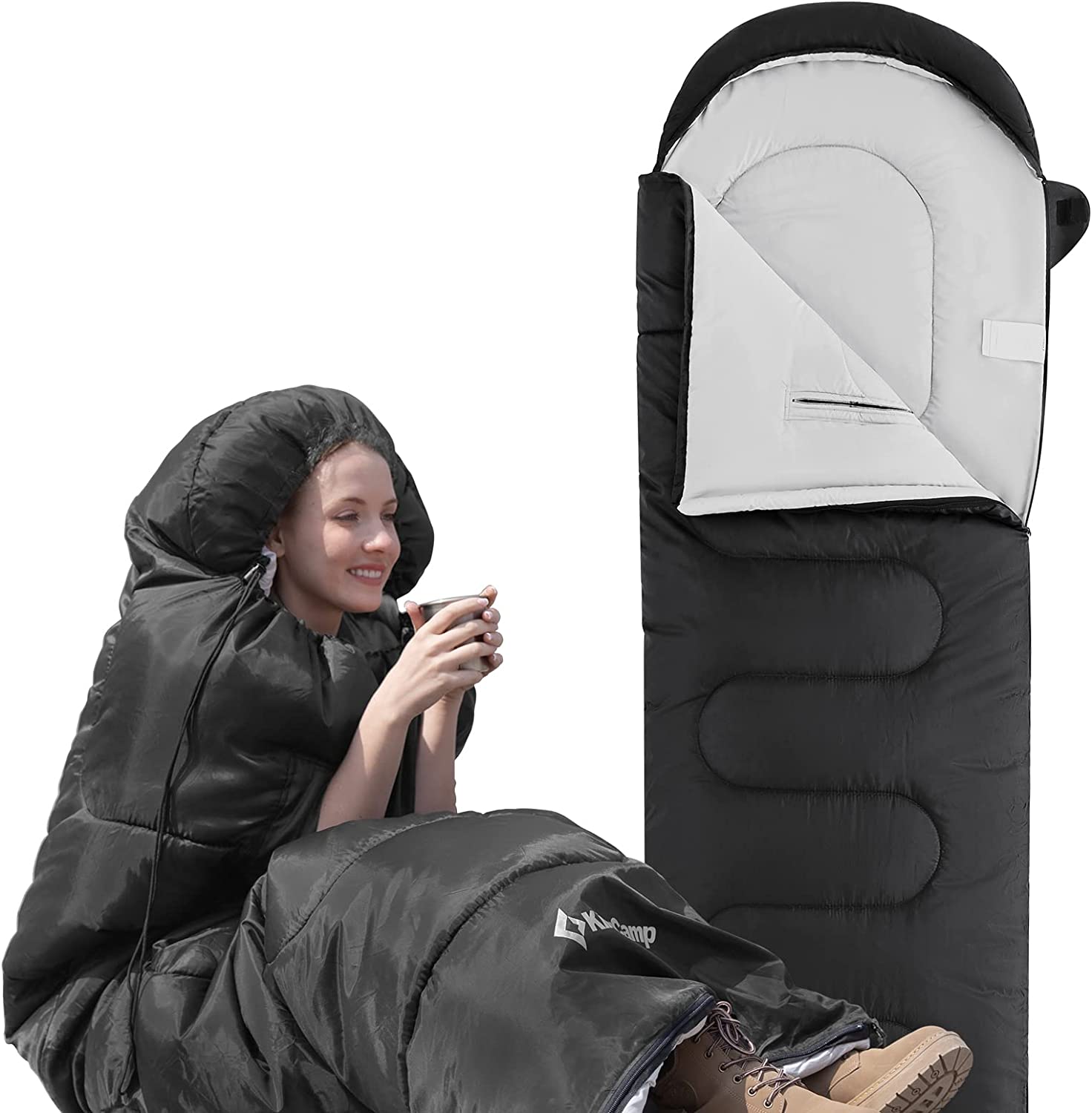 KingCamp Camping Sleeping Bag 3 Season Waterproof Lightweight Sleeping Bag for Adults(Black,26.6℉-53.6℉) - image 1 of 7