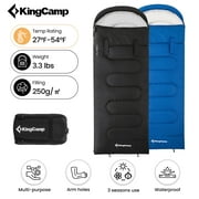KingCamp Sleeping Bags for Adults Warm & Cool Weather  Sleeping Bag for Camping Backpacking Lightweight Waterproof Compact Camping Sleep Must Haves, 86.6" x 29.5"-3.3 lbs, Black