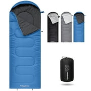 KingCamp 3-Season Cold Weather Sleeping Bag - Lightweight, Waterproof & Compression Sack Included, 27°F-54°F, Right Zip Design for Adults, Ideal for Camping, Backpacking & Travel (Blue)
