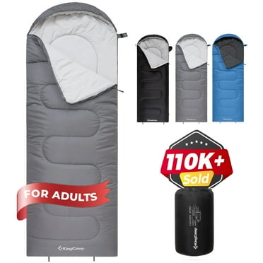 KingCamp 3-Season Cold Weather Sleeping Bag - Lightweight, Waterproof & Compression Sack Included, 27°F-54°F, Right Zip Design for Adults, Ideal for Camping, Backpacking & Travel (Grey)