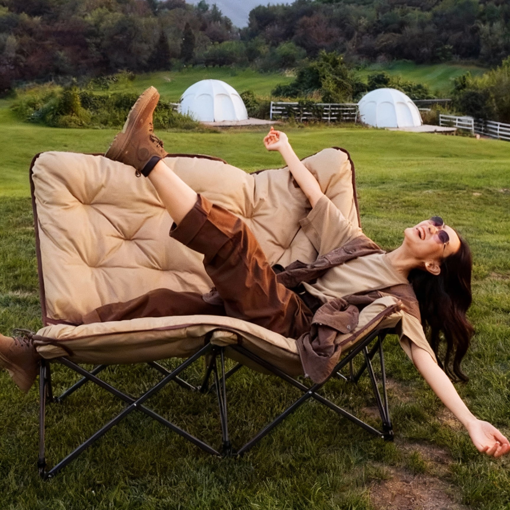 KingCamp Loveseat, Portable Adult Double Camping Chair, Folding