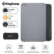 KingCamp Double Self-Inflating Sleeping Pad - 7.5 R-Value Pro 3D Air Mattress, Ultra-Warm & Waterproof, Lightweight Portable Design for Camping, Backpacking & Travel 79.1 x 50.4 x 3.0, Grey