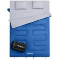 thumbnail image 1 of KingCamp Double Sleeping Bag  Lightweight 2-in-1 for Camping with 2 Pillows and Compression Sack 87x59" Blue, 1 of 9