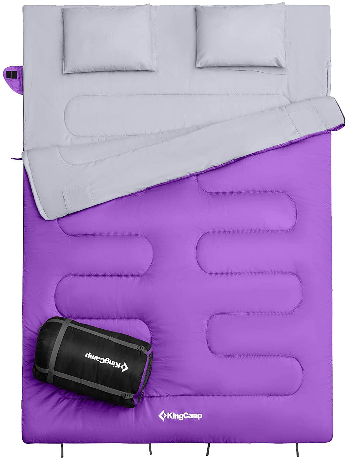 KingCamp Double Sleeping Bag Lightweight Waterproof 2 Person Sleeping Bags for Adult with 2