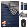 thumbnail image 1 of KingCamp Double Sleeping Bag Queen Size 2 Person Cotton Flannel Sleeping Bags with Pillows for Adult, Lightweight Backpacking Sleep Bag for Couples & Family Blue, 1 of 9