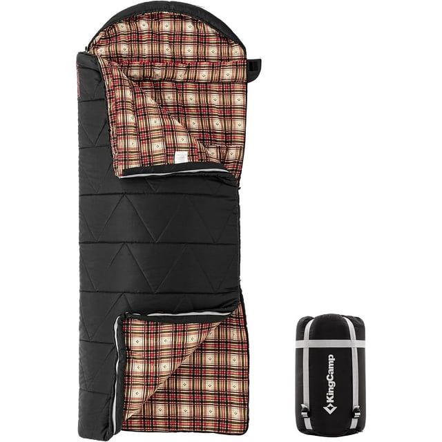 KingCamp Flannel Sleeping Bag Extra Wide Portable Water Repellent Camping Sleeping Bag for