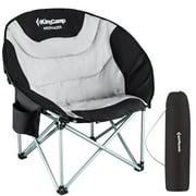 KingCamp Oversized Saucer Round Folding Camping Chair - 330lbs Heavy-Duty Support, Ultra-Comfortable Design for Adults, Ideal for Outdoor Lawn, Sports & Travel (Black)