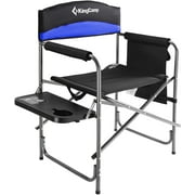 KingCamp Folding Camping Chair Heavy Duty Director Chair with Side Table and Side Pockets for Adult, Blue