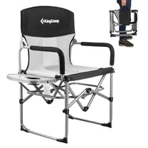 KingCamp Folding Camping Chairs Heavy Duty Directors Chair with Side Table Black