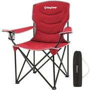 KingCamp Folding Camping Chairs High Back Oversized Padded Arm Chair Outdoor Lawn Chairs for Adults Red