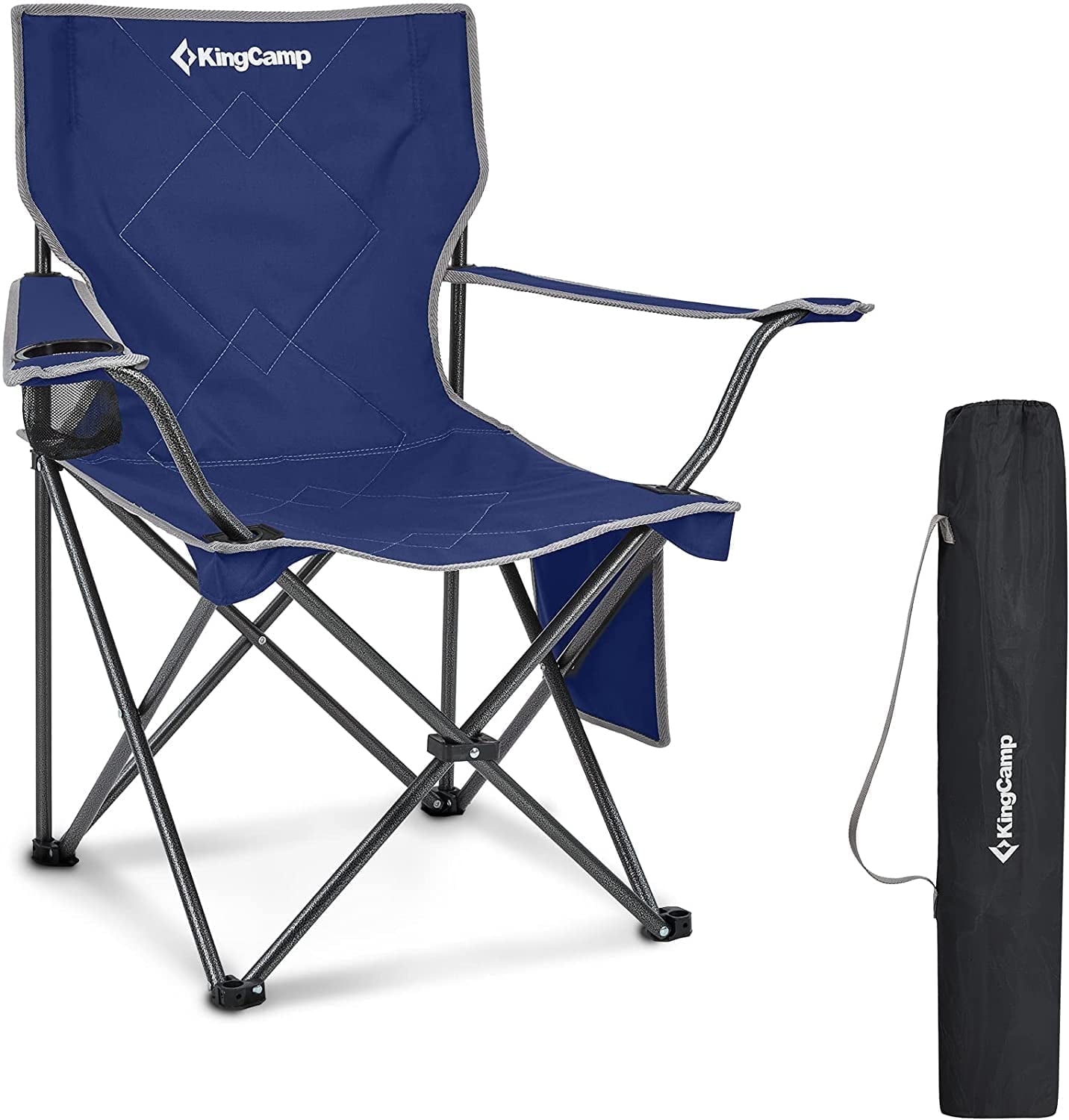 KingCamp Oversize Heavy Duty Foldable Portable Outdoor Lawn Camping Chair for Adults Supports 220lbs Black Walmart