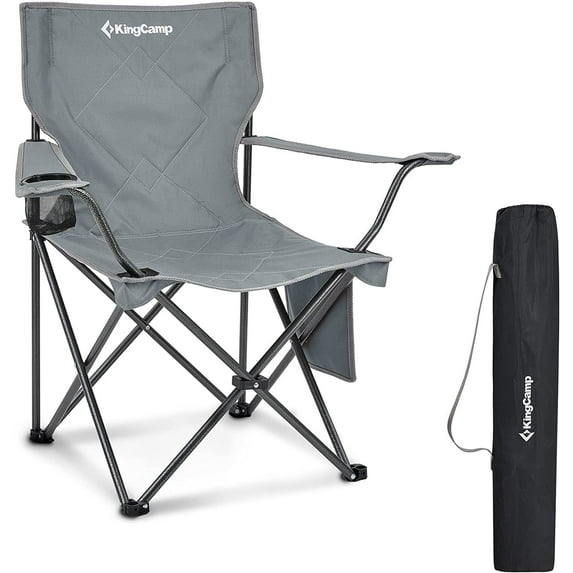 KingCamp Folding Camping Chair - 220 lbs Lightweight Build Portable Lawn Chairs, Grey, Ideal for Space-Saving Outdoor Trips