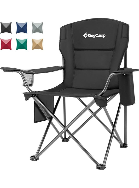 KingCamp Outdoor Camping Chair Padded Folding Chair for Adult Supports 300 lbs Black