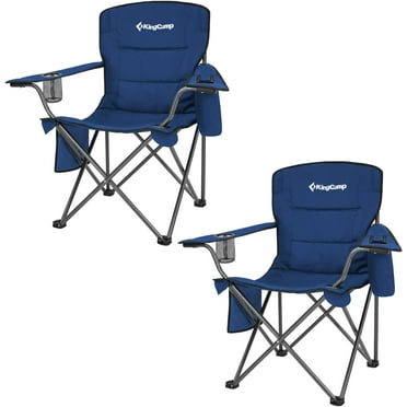 KingCamp Oversized Camping Chairs 2 Pack, Padded Compact Folding Portable Chair, 300 lbs, Blue