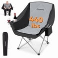 thumbnail image 1 of KingCamp Oversized Fully Padded Camping Chair for Adults, Support 330lbs Outdoor Folding Camping Sofa Chair with Pocket, Heavy Duty Folding Round Camping Chair, Black Light Grey, 1 of 11