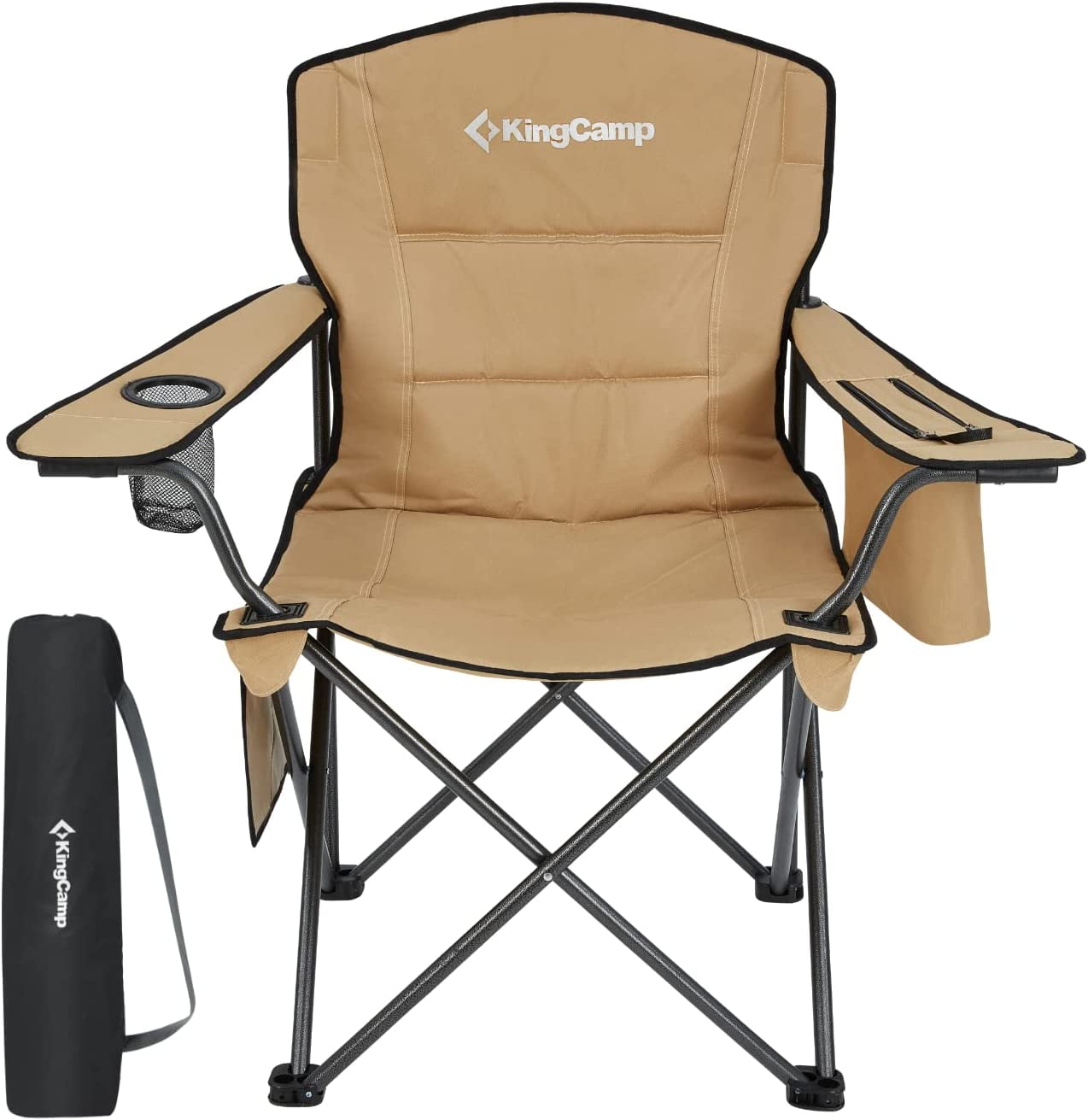 Dropship Camping Chair With Armrest, Side Pouch & Cooler, Oversized Padded  Backpacking Chair With Cup Holder & Storage Bag, Outdoor Portable Hiking &  Lawn Chairs For Adults to Sell Online at a