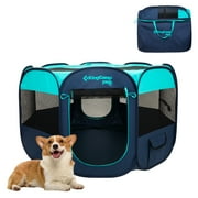 KingCamp Pet Playpen Octagon Dog Fence Portable Oversized Waterproof Foldable Indoor Outdoor Dog Playpen with Storage Bags, S 29.1*29.1*16.9 inch,  Green