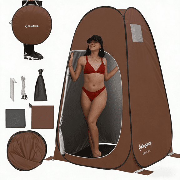 KingCamp Pop Up Shower Tent, Portable Camping Privacy Tent, Waterproof Dressing Changing Room Easy Setup, Toilet Tent with Carry Bag for Beach, Camping, Hiking, Coffee