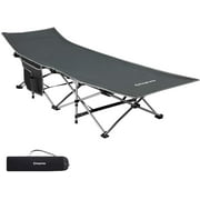 KingCamp Folding Portable Camping Cot with Multi Layer Side Pocket, Grey