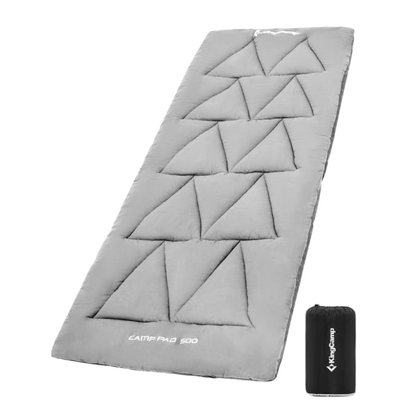 KingCamp Thicked Non-Slip Sleeping Pad, Lightweight Soft Cotton Camp Mattress Pad for Camping, Backpacking, Hiking 74.8L x 25.2W, 1.98LBS, Grey