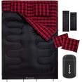 thumbnail image 1 of KingCamp Cotton Flannel Queen Size 2 Person Double Sleeping Bags with Pillows for Adult Lightweight Compact Backpacking Camping 20°F for Couples & Family Black, 1 of 7