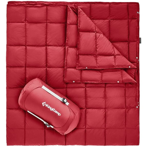 KingCamp Queen Size Camping Blanket, 79.9" x 59.8" Down Alternative Fuzzy Blanket, 1.8lbs Water-Resistant Wearable Lightweight Blanket, for Camping and Travel, Sofa, Couch