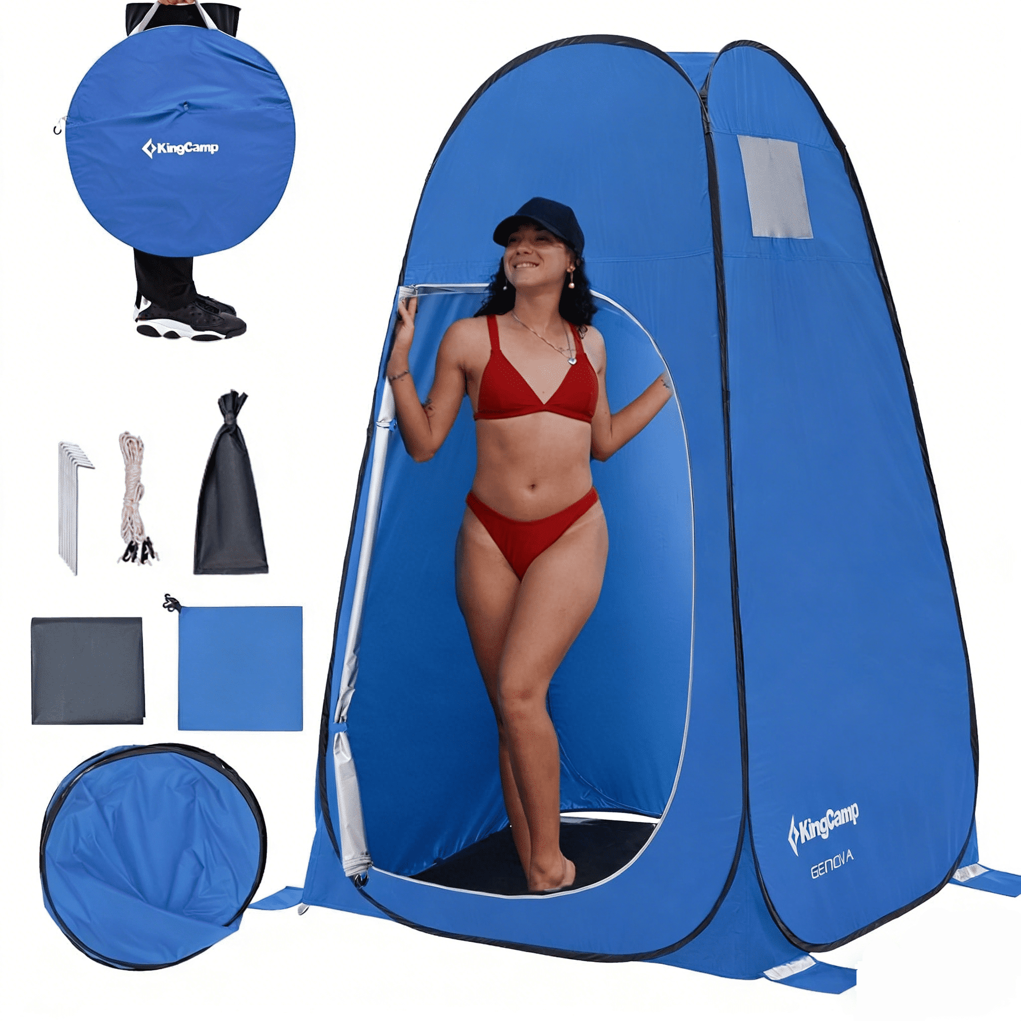 KingCamp Portable Shower Tents, Pop up Camping Privacy Tent, Outdoor Dressing Changing Room Easy Setup, Toilet Tent  for Beach, Camping, Hiking, Blue