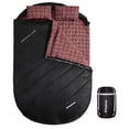 thumbnail image 1 of KingCamp Double Sleeping Bag for Adults, Queen Size 2-Person Sleeping Bag Flannel Lining Camping Bag with 2 Pillows & Compression Sack, 17.6°F-53.6°F, Black, 1 of 8