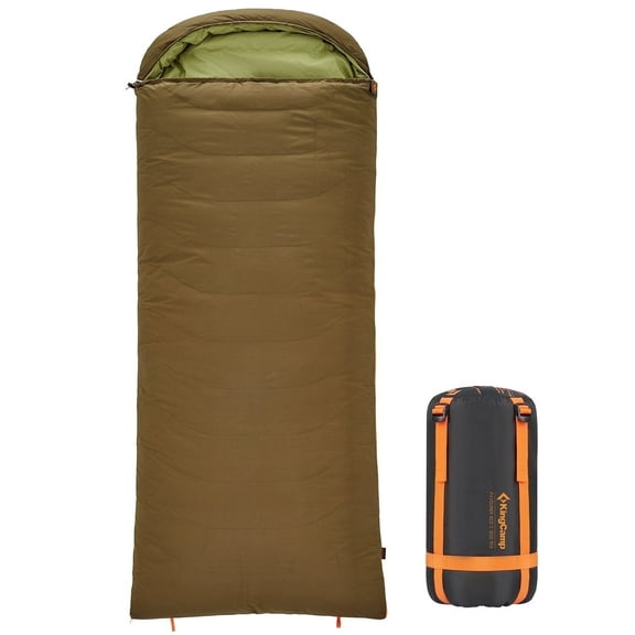 KingCamp Down Sleeping Bag for Adults, 27℉-54℉, 600+ Fill Power, Oversize Warm and Comfortable Duck Down Sleeping Bag, Cold Weather Camping & Backpacking, 3.97LBS, Green