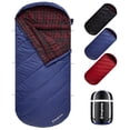 thumbnail image 1 of KingCamp XL Cotton Flannel Sleeping Bags, Oversized Weatherproof 3-Season Sleep bag with hood for Camping & Hiking & Backpacking, 17.6℉-54℉ (Navy), 1 of 10