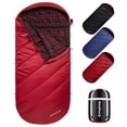 thumbnail image 1 of KingCamp XL Cotton Flannel Sleeping Bags, Oversized Weatherproof 3-Season Sleep bag with hood for Camping & Hiking & Backpacking, 17.6℉-54℉ (Red), 1 of 10