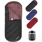 KingCamp XL Adult Sleeping Bag - Big & Tall Design with Flannel Lining, 17.6℉-54℉ 3-Season Comfort for Camping & Backpacking, Lightweight, Weatherproof (Black)