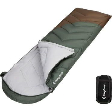 KingCamp All-Season Cold Weather Sleeping Bag - 27℉-54℉, Lightweight, Waterproof & Compression Sack Included, Left Zip Design for Adults, Ideal for Camping, Backpacking & Travel (Green)