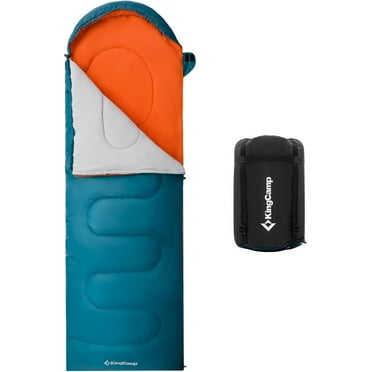 KingCamp Sleeping Bag for Adults and Kids Lightweight Warm & Water Repellent, 27°F-54°F Cold Weather Camping Gear with Compression Sack for Backpacking, Hiking, Blue