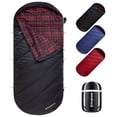thumbnail image 1 of KingCamp XL Cotton Flannel Sleeping Bags, Oversized Weatherproof 3-Season Sleep bag with hood for Camping & Hiking & Backpacking, 17.6℉-54℉ (Black), 1 of 10