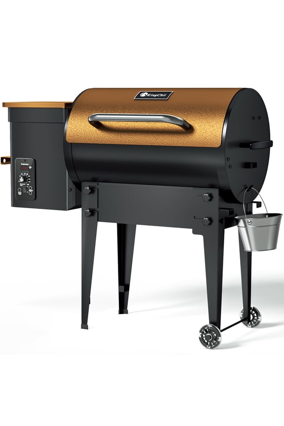 456 sq. in Wood Pellet Smoker & Grill BBQ with Auto Temperature Control, Folding Legs for Outdoor Patio RV, Yellow-brown